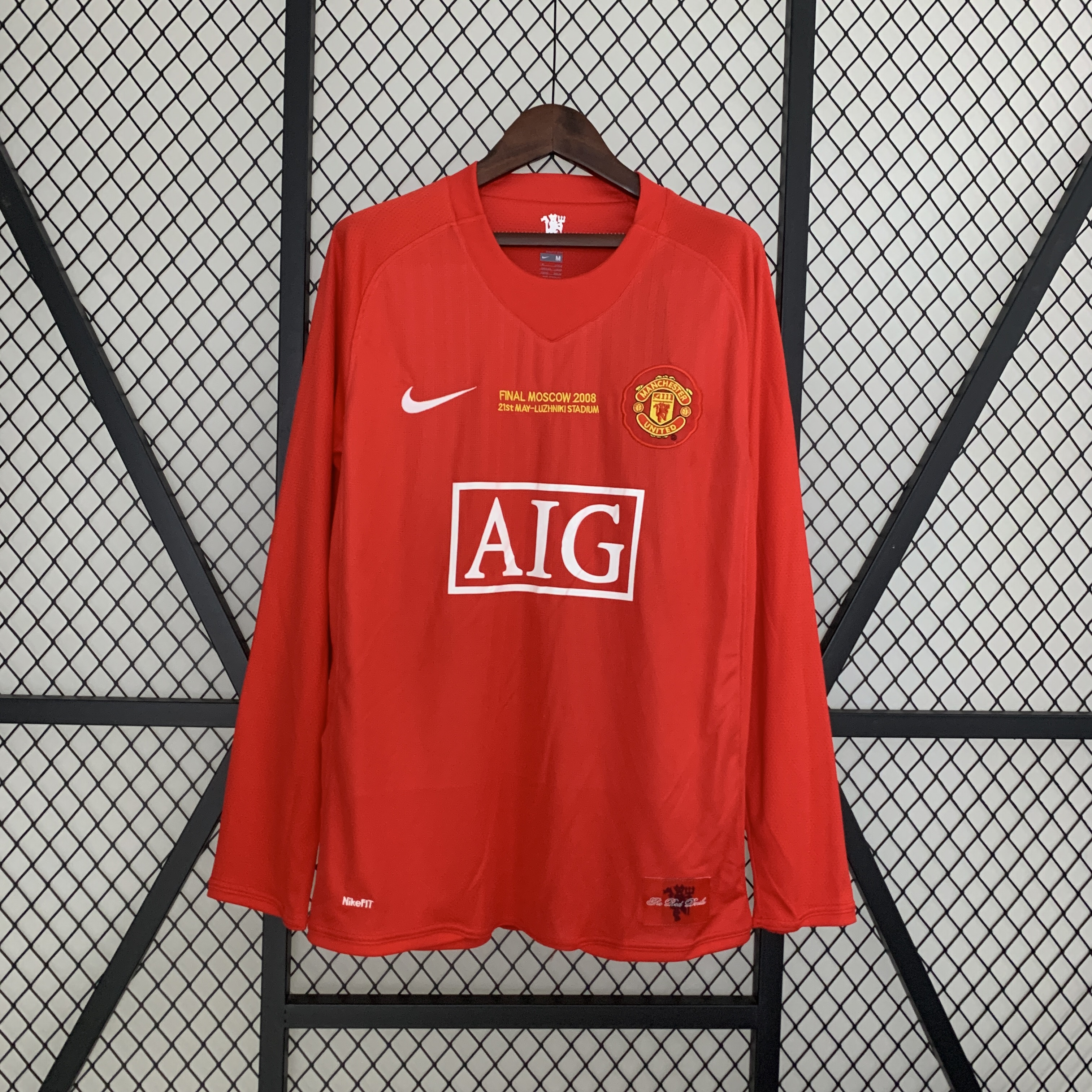 Camisola Principal Manchester United 2007/2008 Edição final da Champions Manga comprida - Versão adepto 1