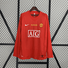 Camisola Principal Manchester United 2007/2008 Edição final da Champions Manga comprida - Versão adepto