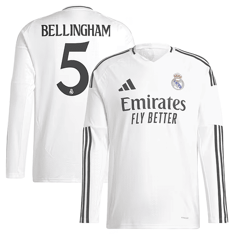Camisola Principal Real Madrid 24/25 - Bellingham 5 - Manga comprida