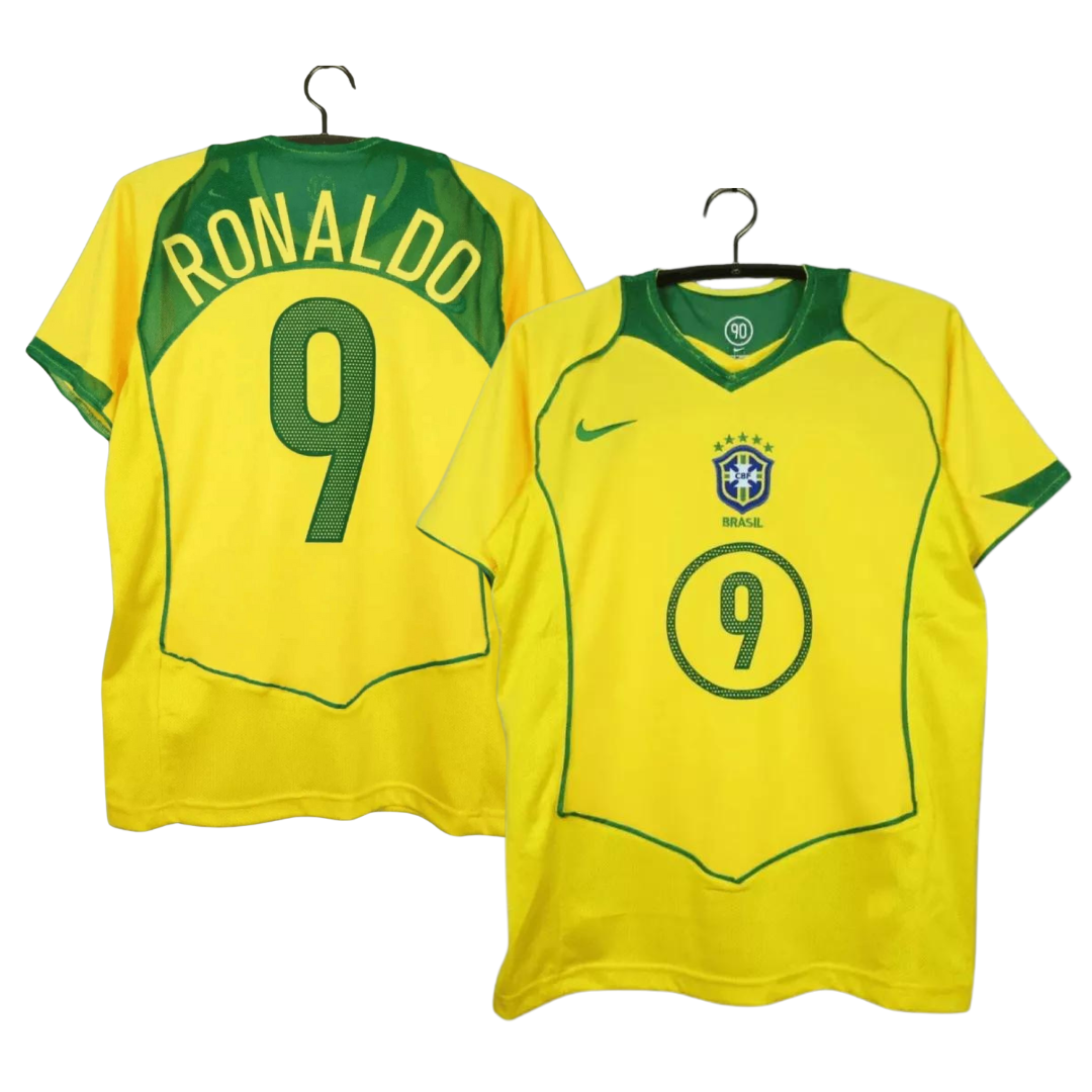 Camisola principal Brasil 2004 - Ronaldo 9 - Versão adepto 1
