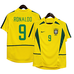 Camisola Principal Brasil 2002 - Ronaldo 9 - Versão adepto