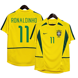 Camisola Principal Brasil 2002 - Ronaldinho 11 - Versão adepto