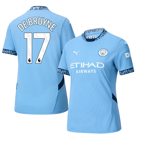 Camisola Principal Man City 24/25 - De Bruyne 17 - Versão feminina