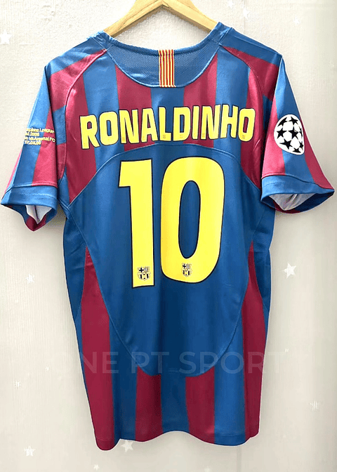Camisola Principal Barcelona 2005-06 - Ronaldinho 10 - Versão adepto