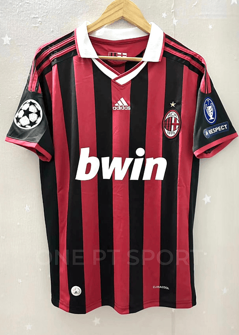 Camisola Principal AC Milan 2009-10 - Ronaldinho 80 - Versão adepto