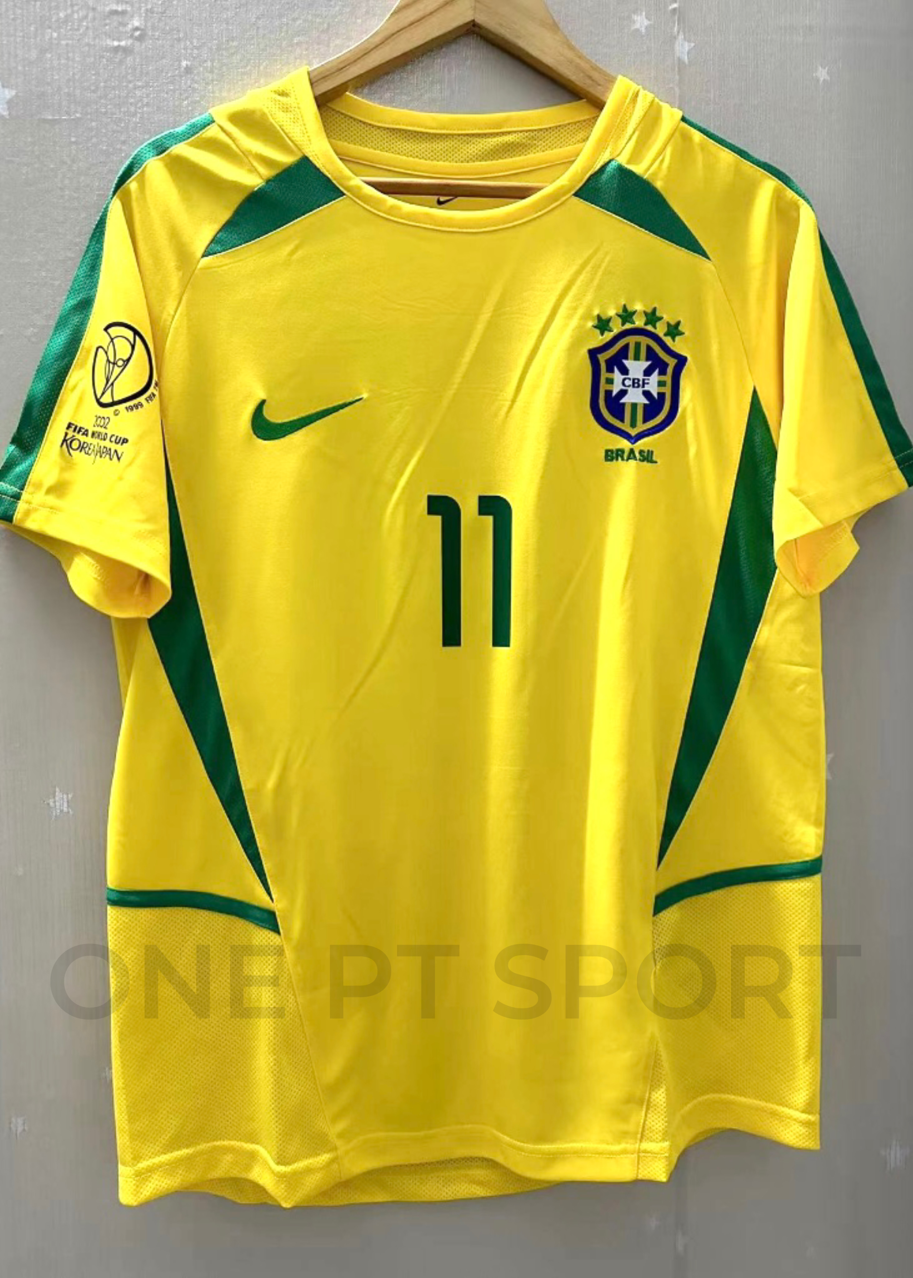 Camisola Principal Brasil 2002 - Ronaldinho 11 - Versão adepto 3