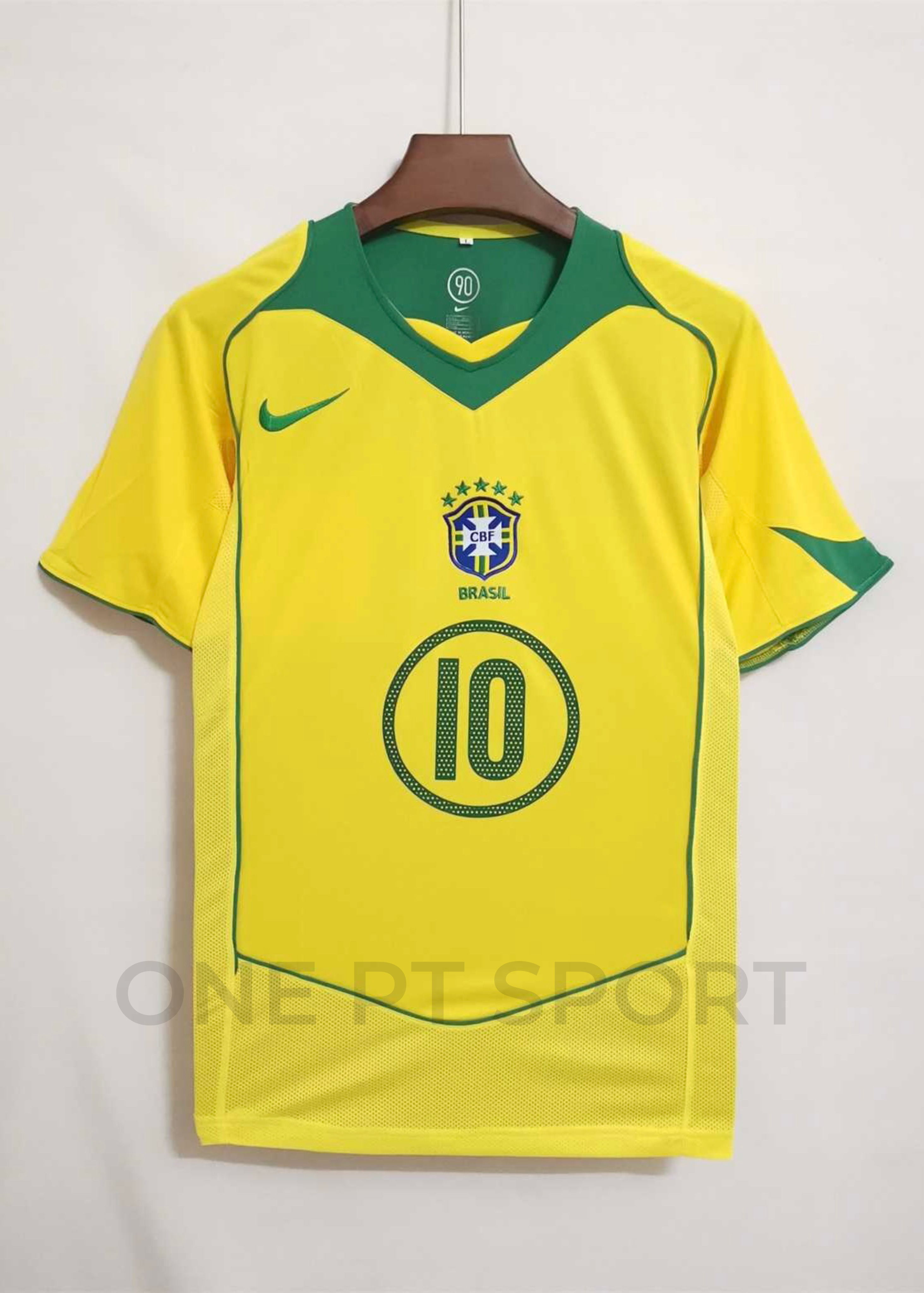 Camisola principal Brasil 2004 - Ronaldinho 10 - Versão adepto 4
