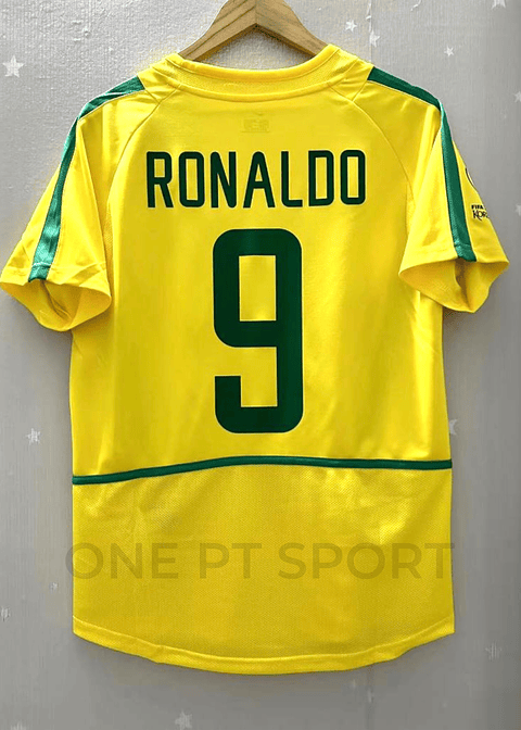 Camisola Principal Brasil 2002 - Ronaldo 9 - Versão adepto