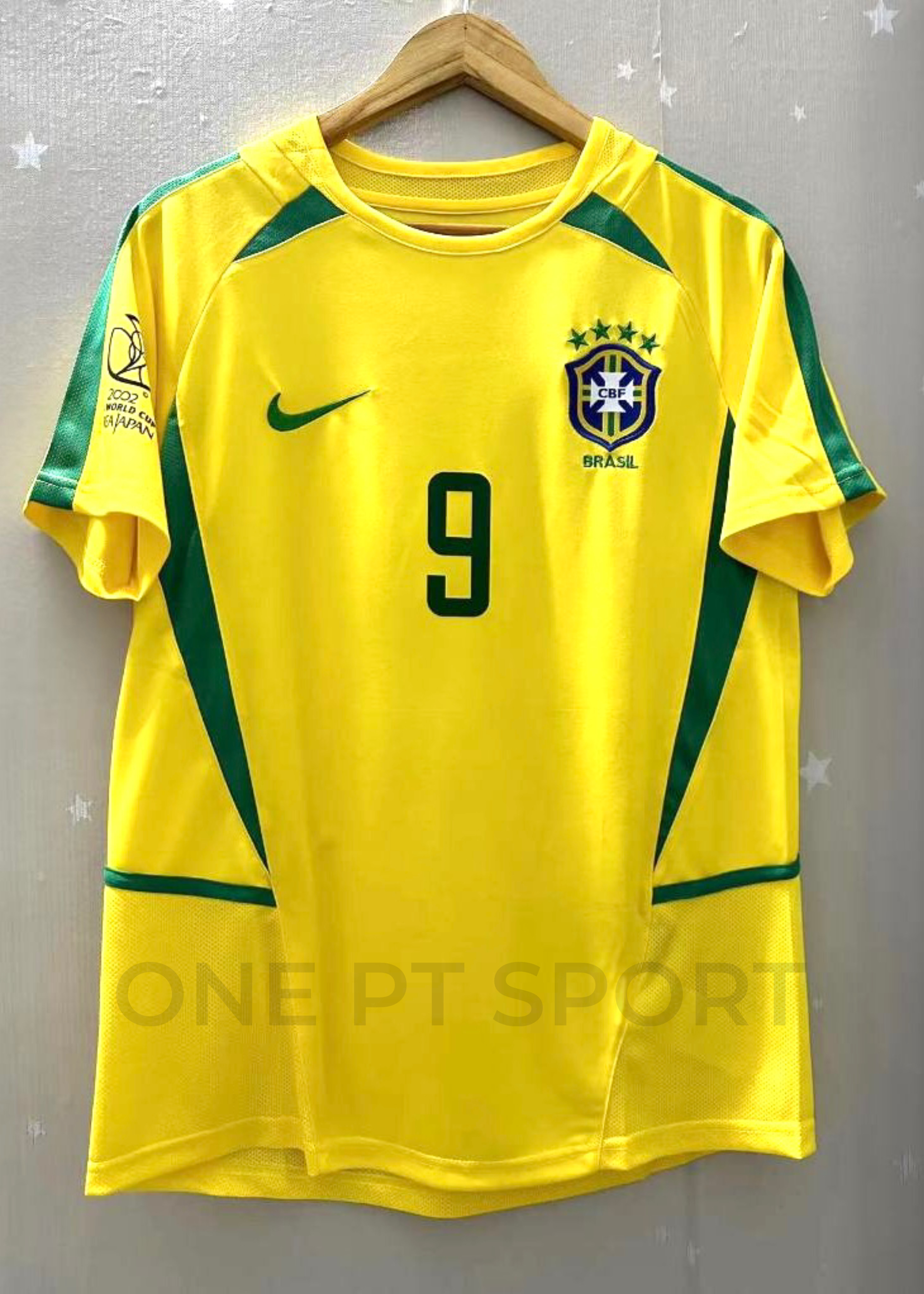 Camisola Principal Brasil 2002 - Ronaldo 9 - Versão adepto 4
