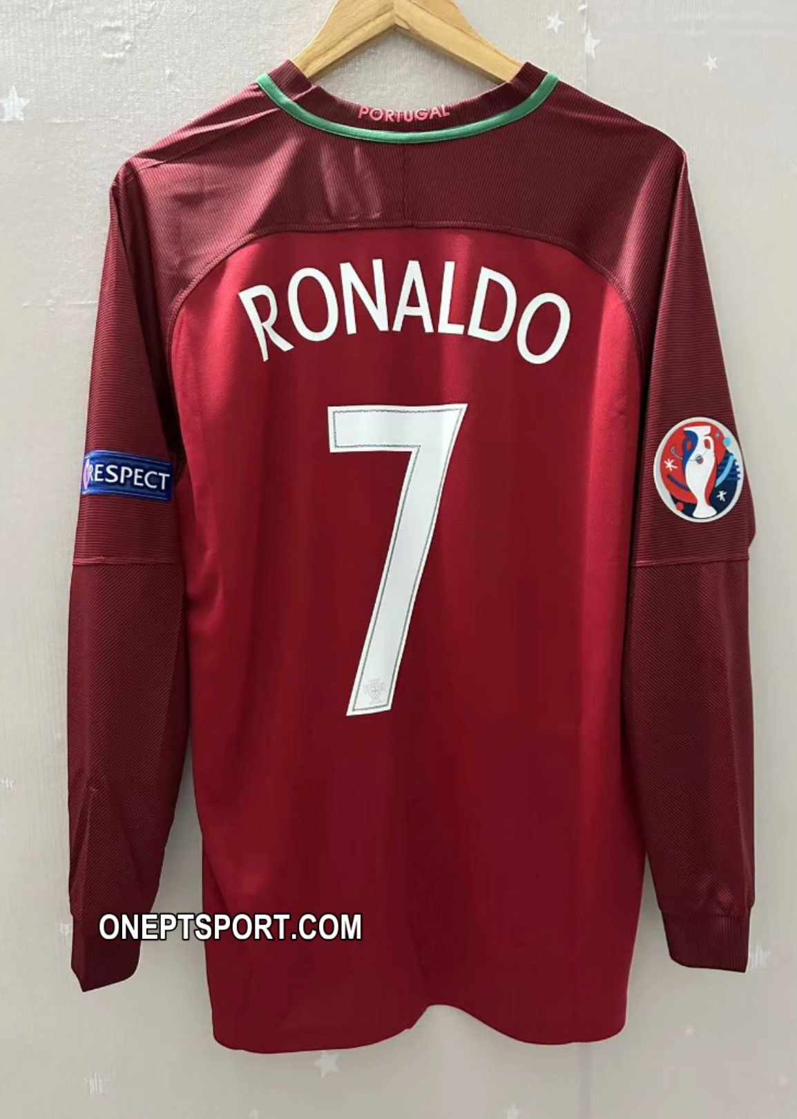 Camisola principal Portugal Euro 2016 Manga Comprida - Ronaldo 7 - Versão adepto 1