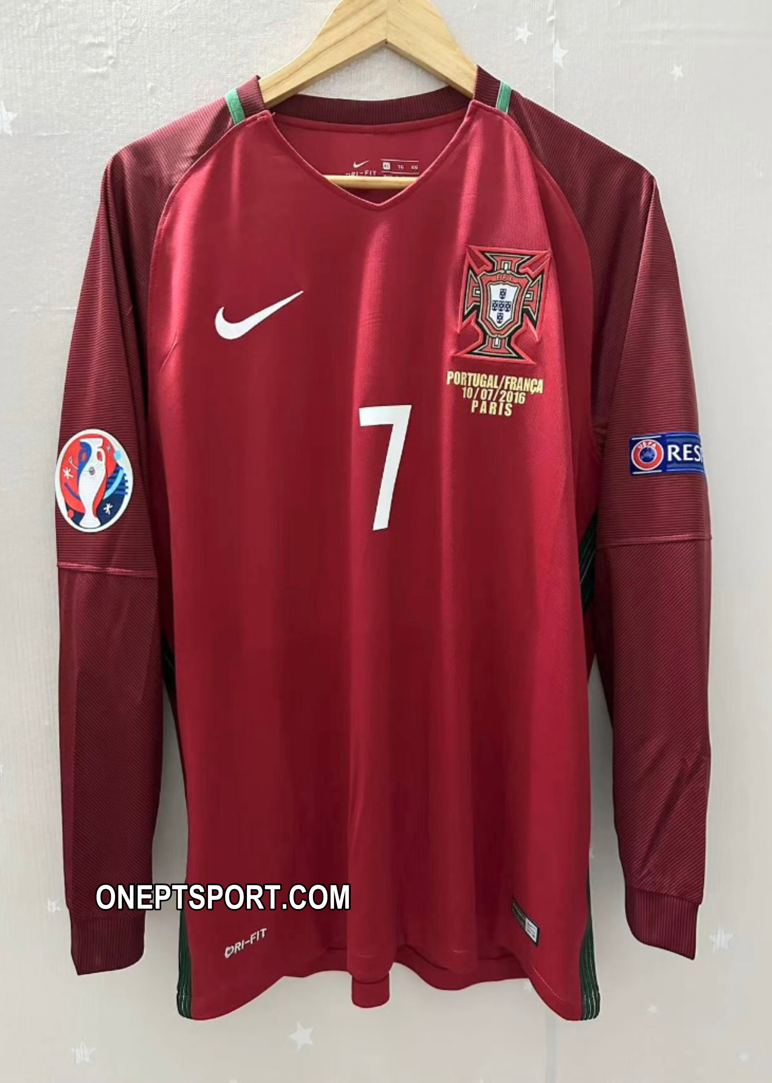 Camisola principal Portugal Euro 2016 Manga Comprida - Ronaldo 7 - Versão adepto 3