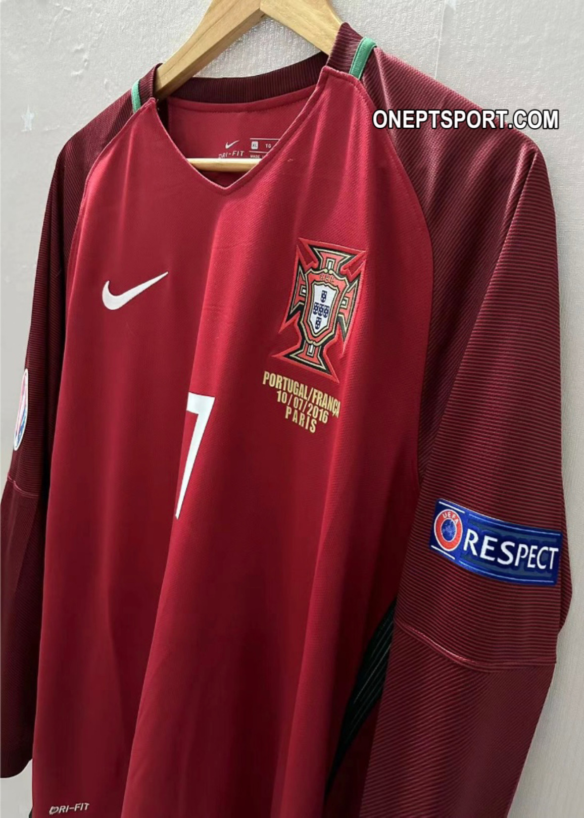 Camisola principal Portugal Euro 2016 Manga Comprida - Ronaldo 7 - Versão adepto 4