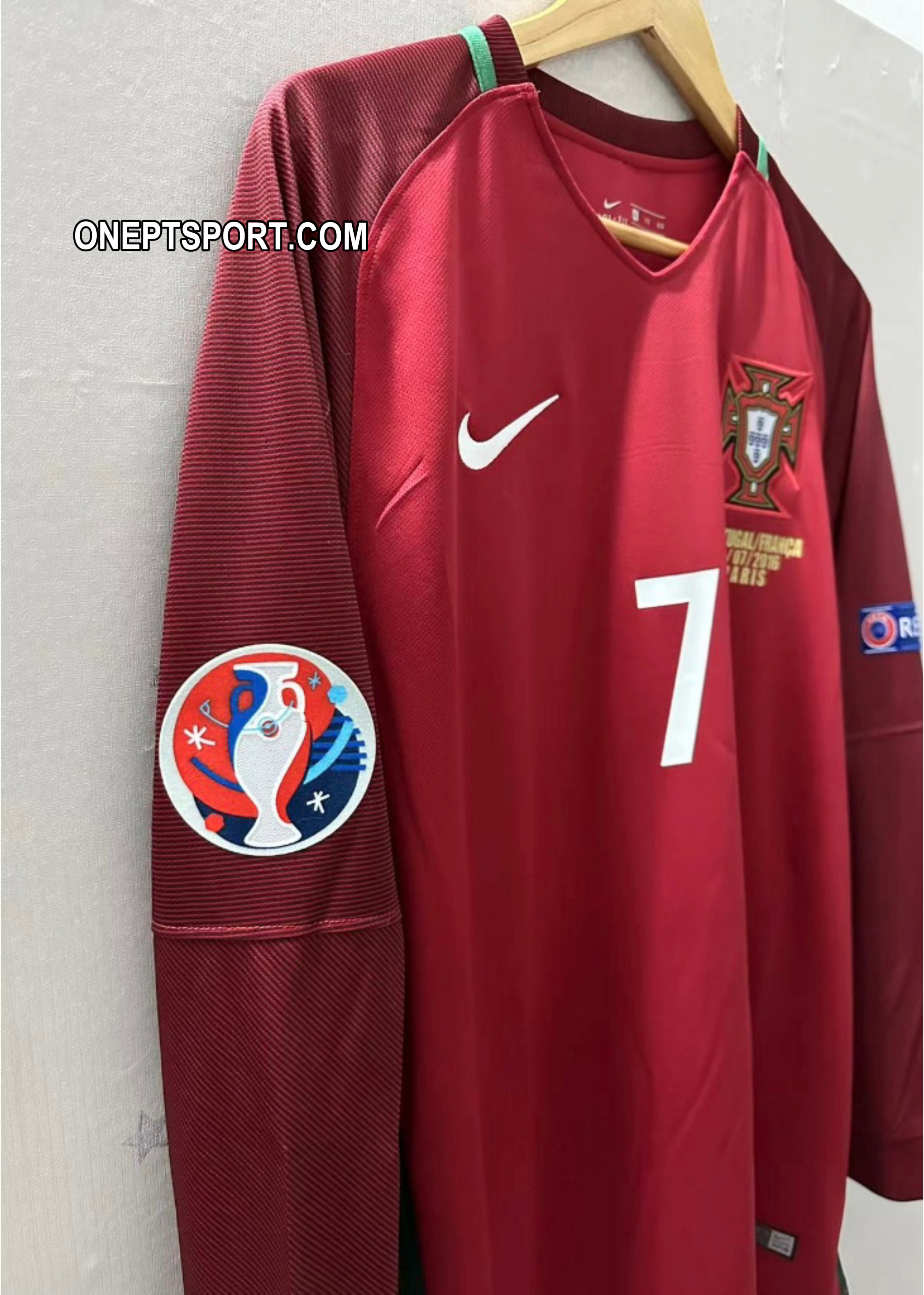 Camisola principal Portugal Euro 2016 Manga Comprida - Ronaldo 7 - Versão adepto 5