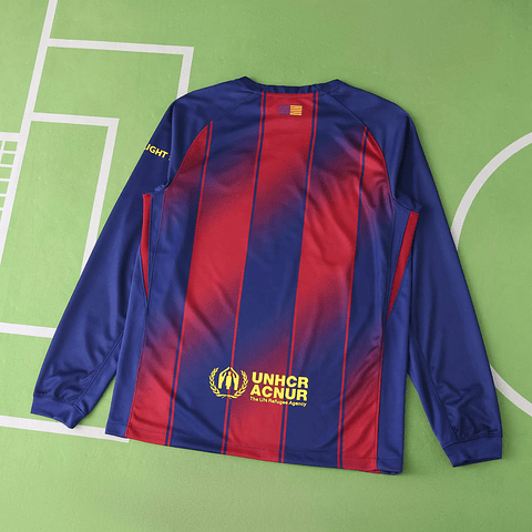 Camisola Principal Barcelona 25/26 - Manga comprida - Versão Adepto