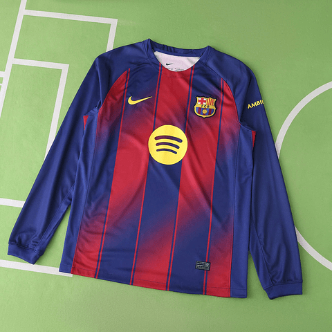 Camisola Principal Barcelona 25/26 - Manga comprida - Versão Adepto
