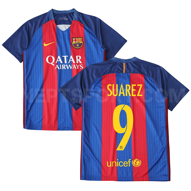 Camisola principal Barcelona 2016/2017 - Suárez 9 - Versão adepto