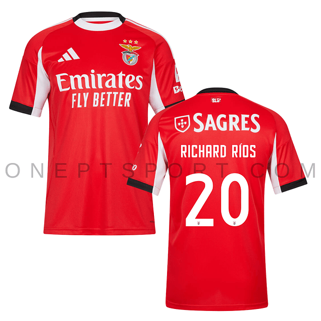 Camisola principal SL Benfica 25/26 - Richard Ríos 20 - Versão adepto
