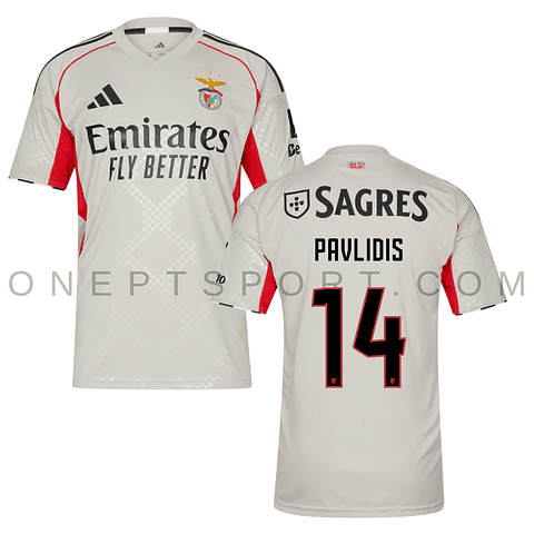 3ª Camisola SL Benfica 25/26 - Pavlidis 14 - Versão adepto