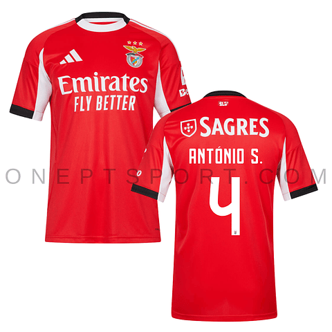 Camisola principal SL Benfica 25/26 - António S. 4 - Versão adepto