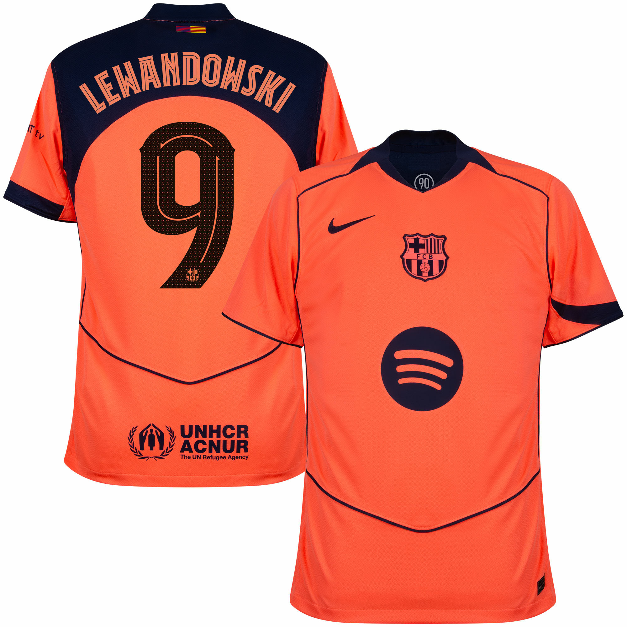 Criança - 3ª Camisola Barcelona Total 90 25/26 - Lewandowski 9 1