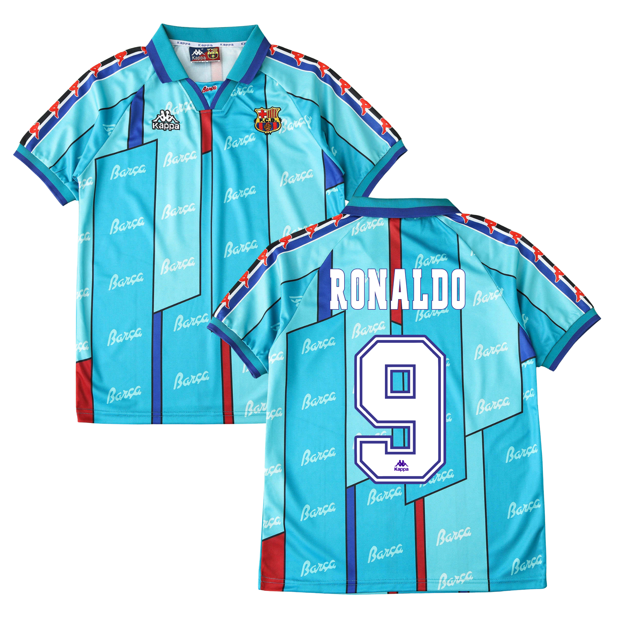 Camisola alternativa Barcelona 1996/1997 - Ronaldo 9 - Versão adepto 1