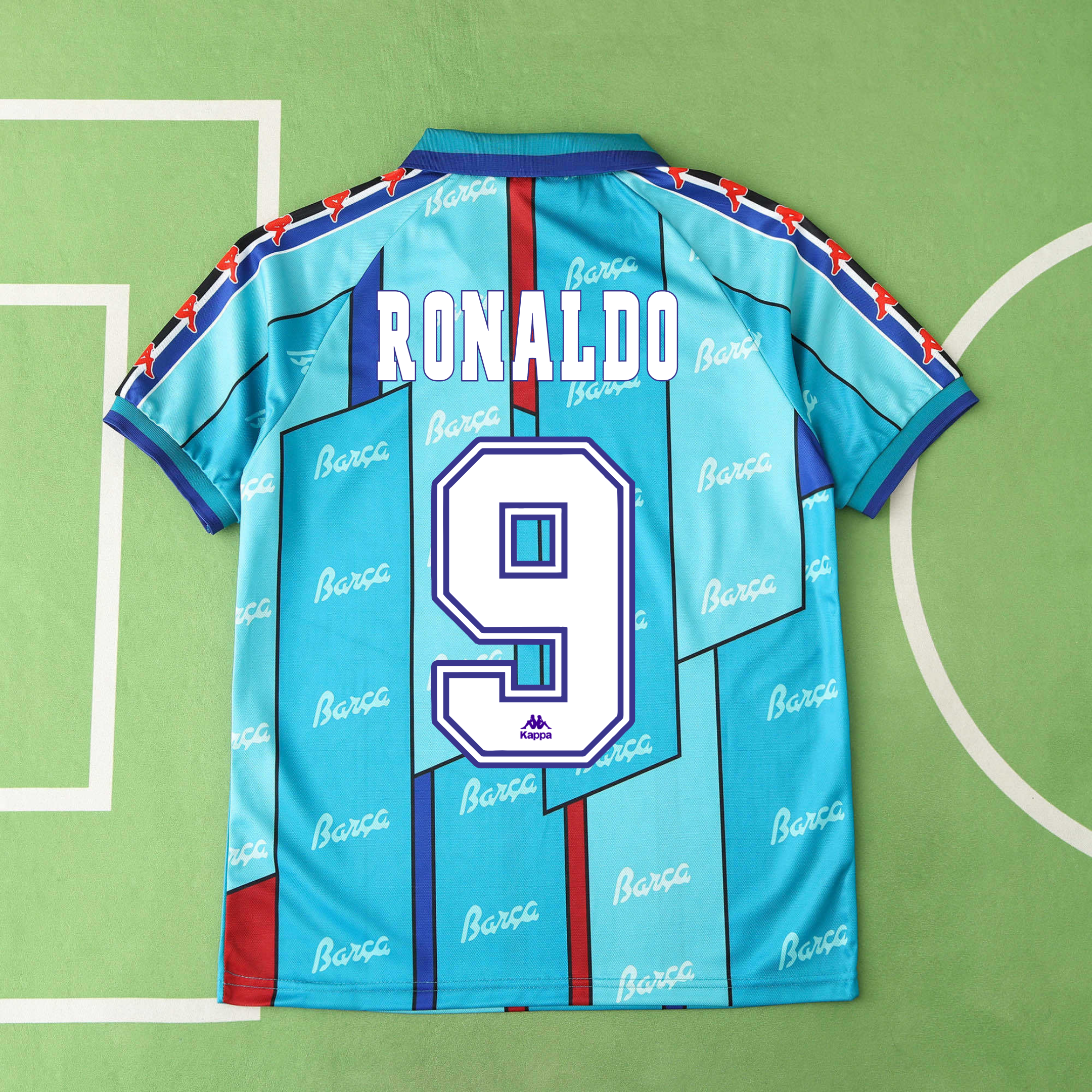 Camisola alternativa Barcelona 1996/1997 - Ronaldo 9 - Versão adepto 3