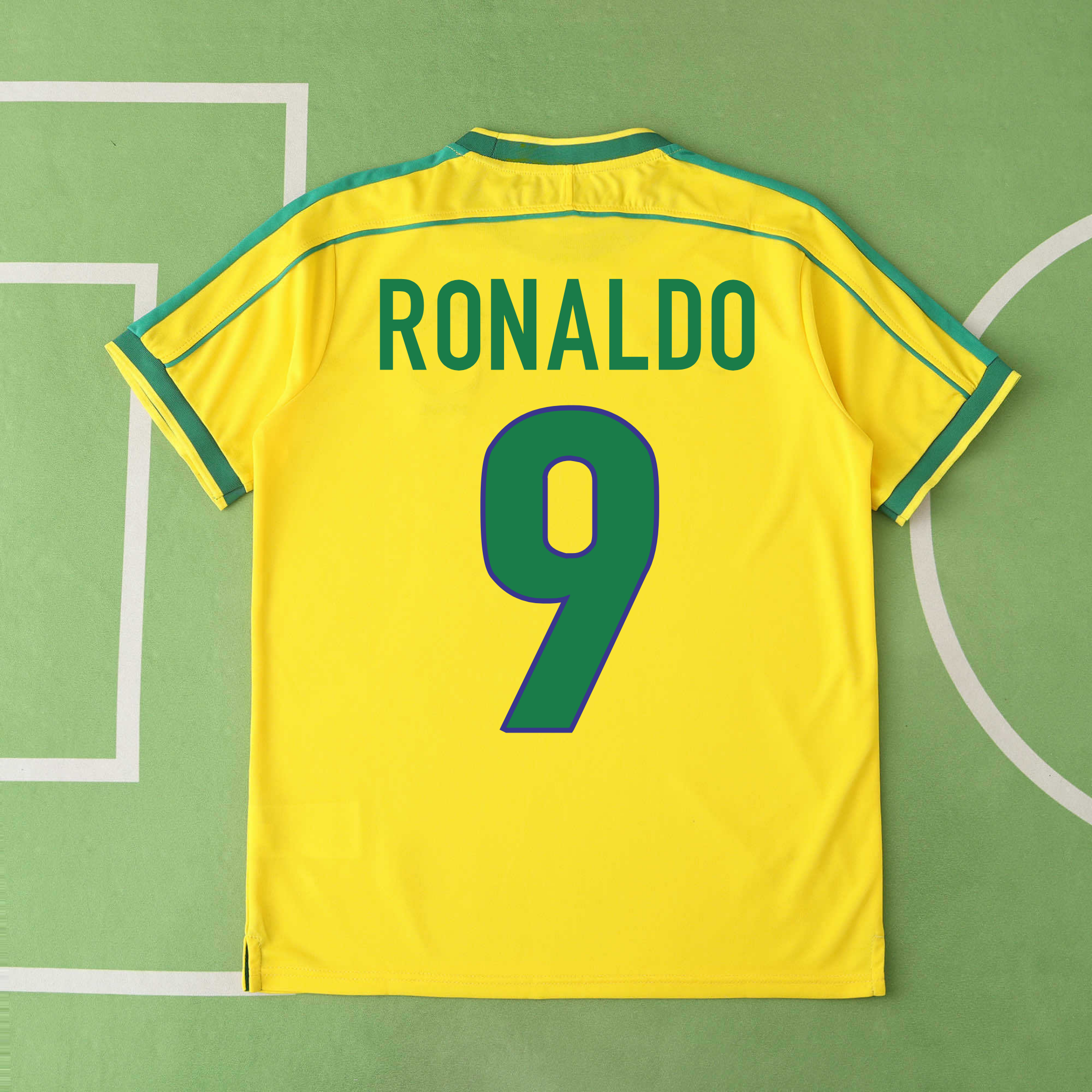 Camisola principal Brasil 1998 - Ronaldo 9 - Versão adepto 3