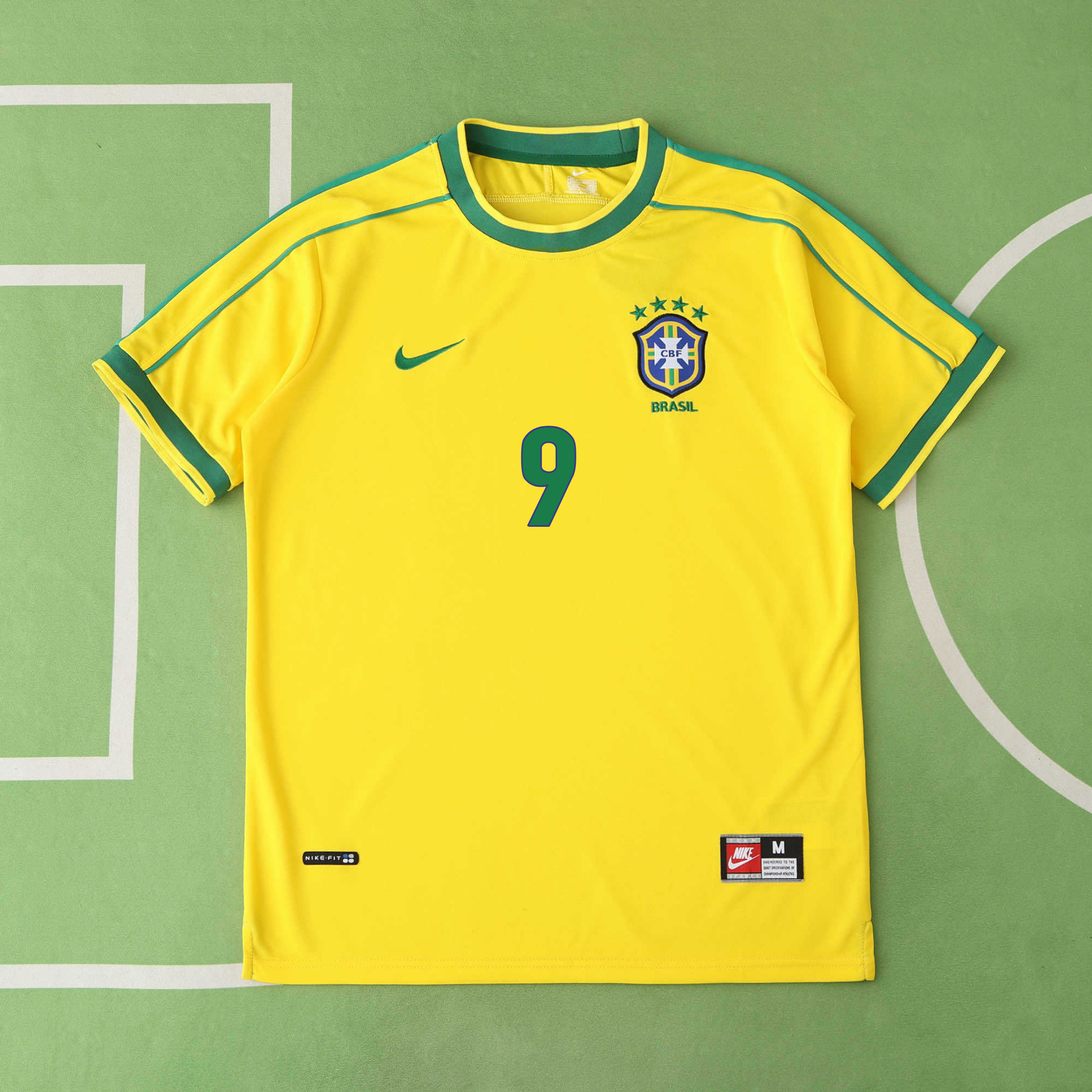 Camisola principal Brasil 1998 - Ronaldo 9 - Versão adepto 4