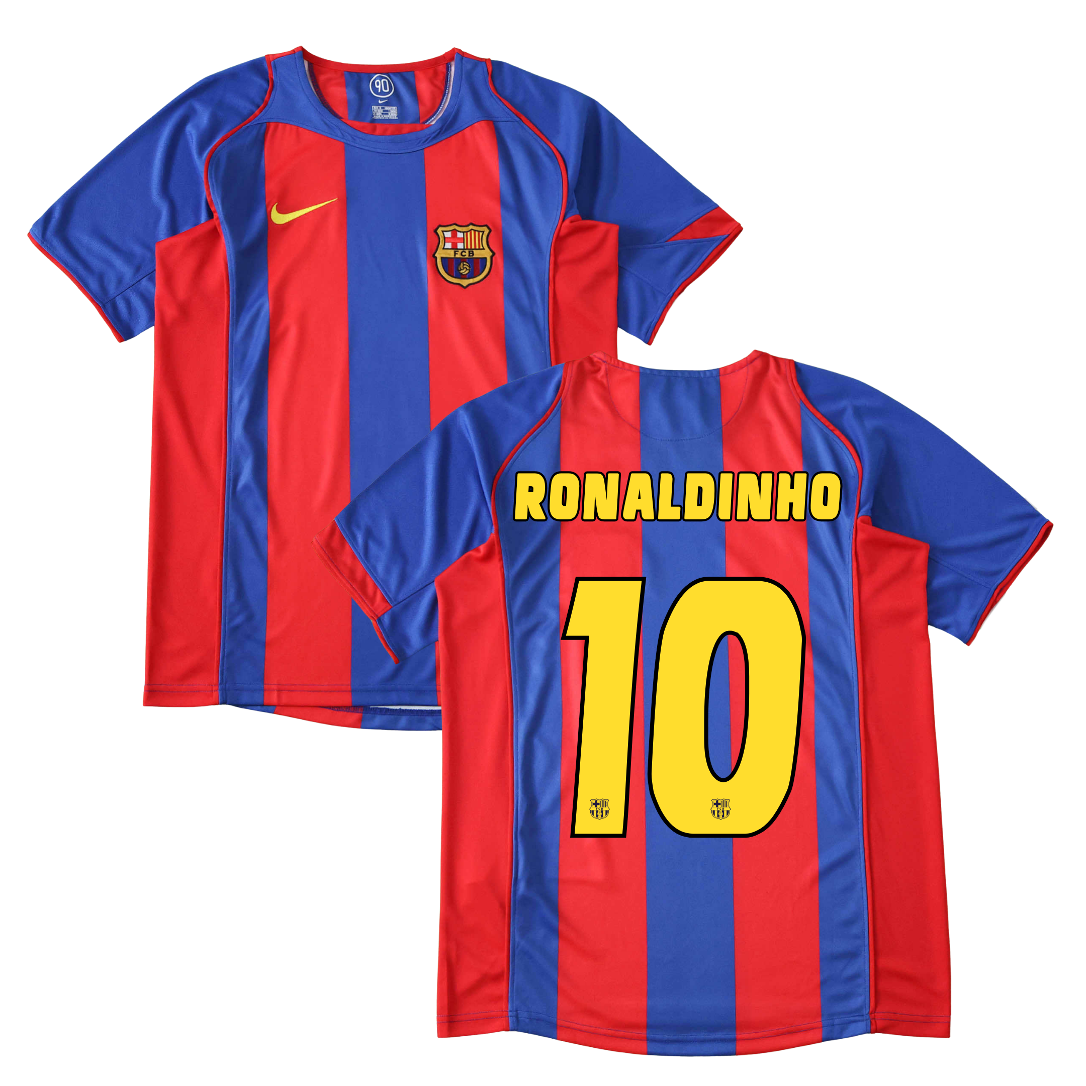 Camisola Principal Barcelona 2004-2005 - Ronaldinho 10 - Versão adepto 1