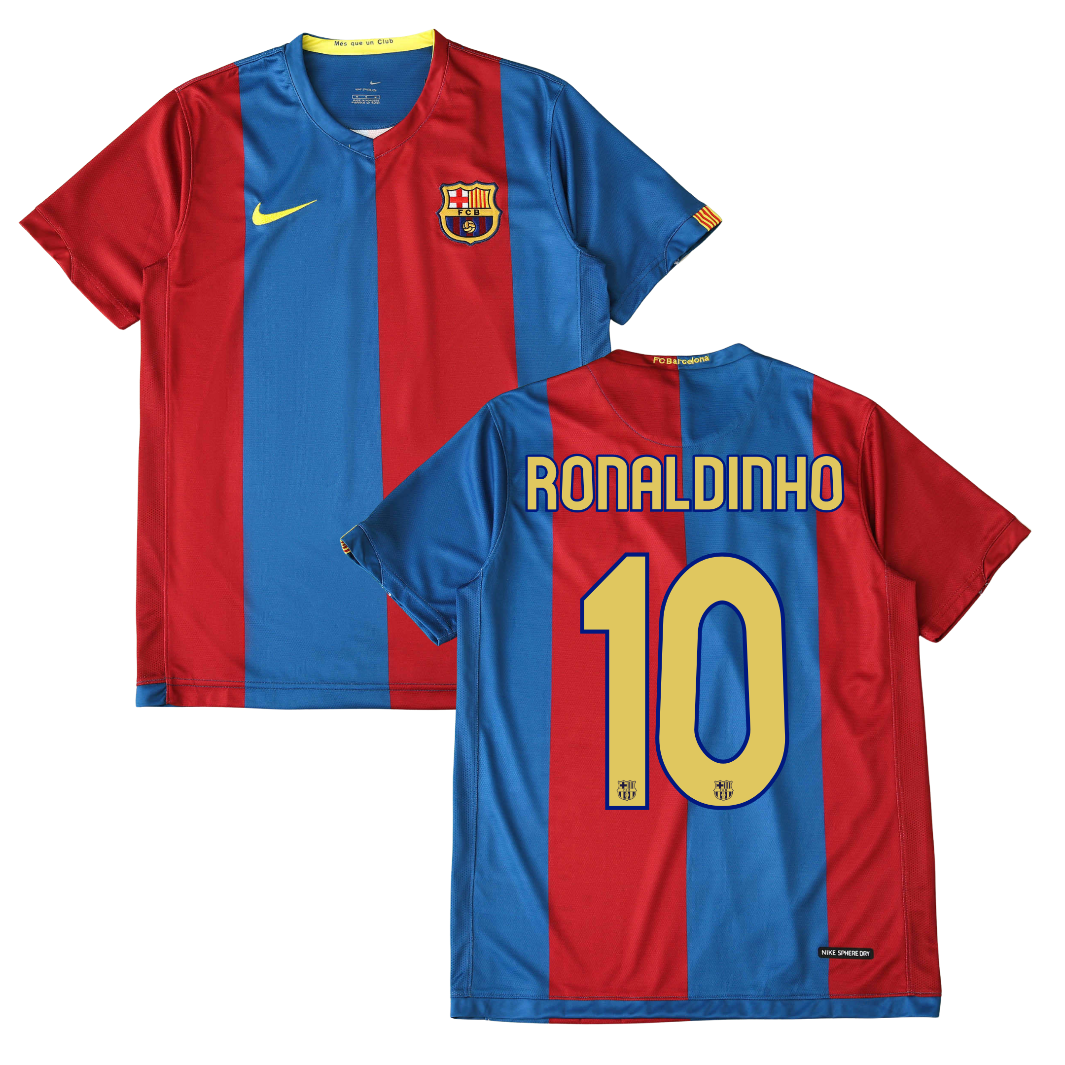 Camisola Principal Barcelona 2006-2007 - Ronaldinho 10 - Versão adepto 1