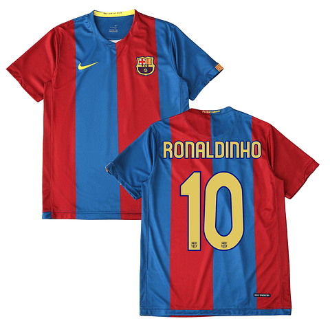 Camisola Principal Barcelona 2006-2007 - Ronaldinho 10 - Versão adepto