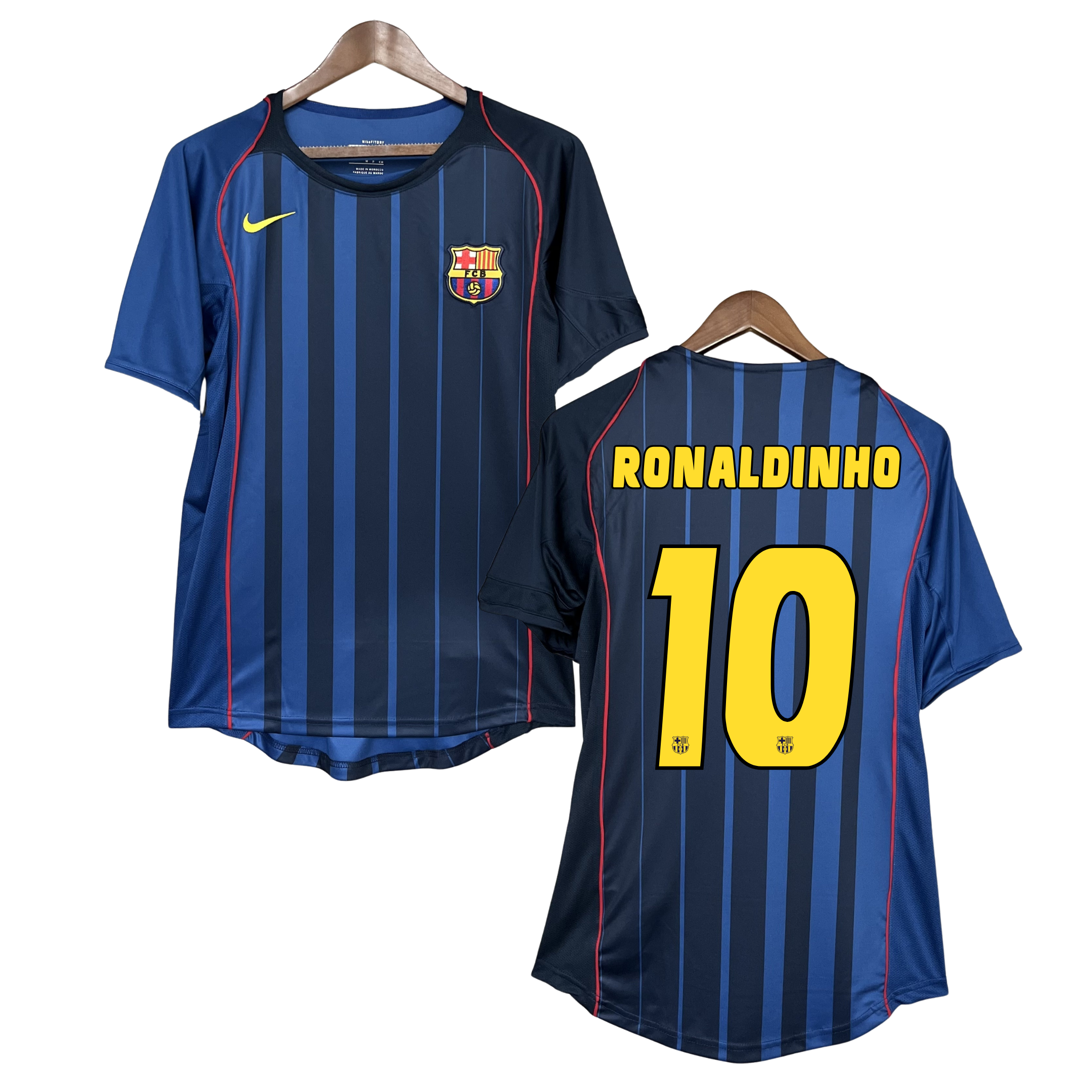 Camisola alternativa Barcelona 2004-2005 - Ronaldinho 10 - Versão adepto 1