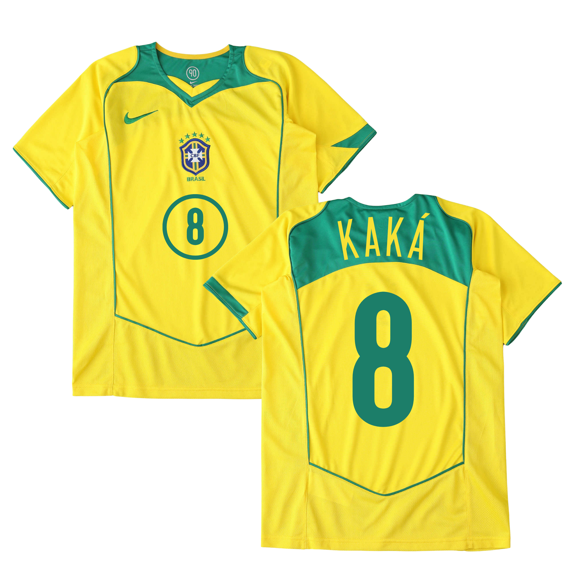 Camisola principal Brasil 2004 - Kaká 8 - Versão adepto 1