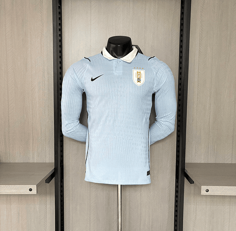 Camisola principal Uruguai Mundial 2026 Manga comprida - Versão jogador