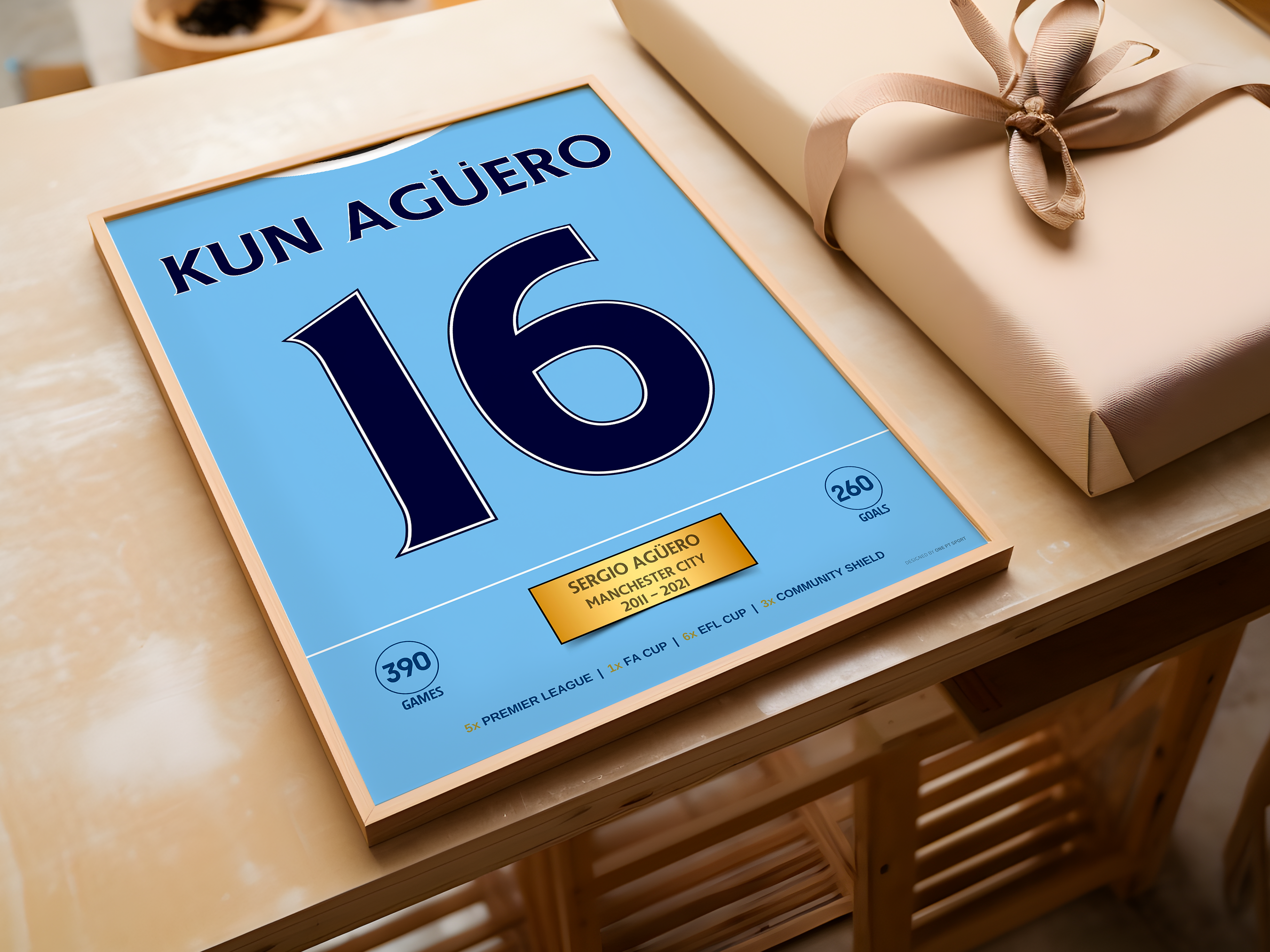 Poster Agüero Manchester City - Stats & Trophies 2