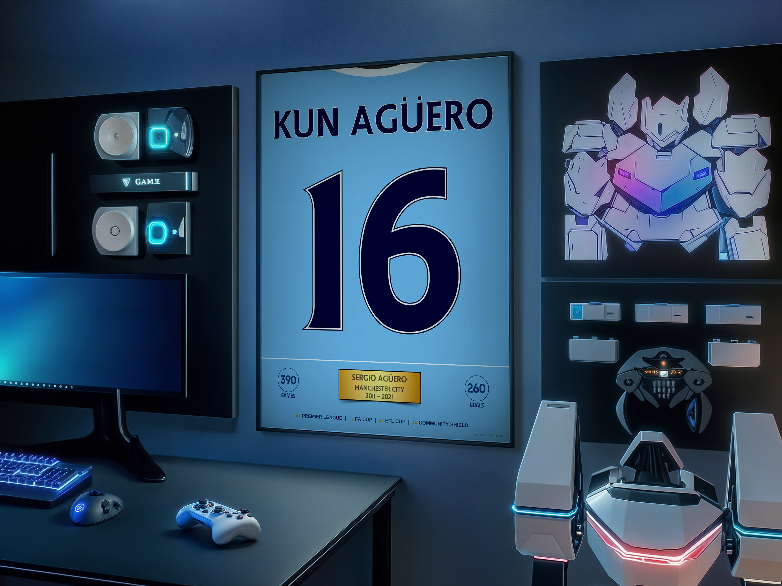 Poster Agüero Manchester City - Stats & Trophies 4