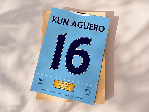 Poster Agüero Manchester City - Stats & Trophies