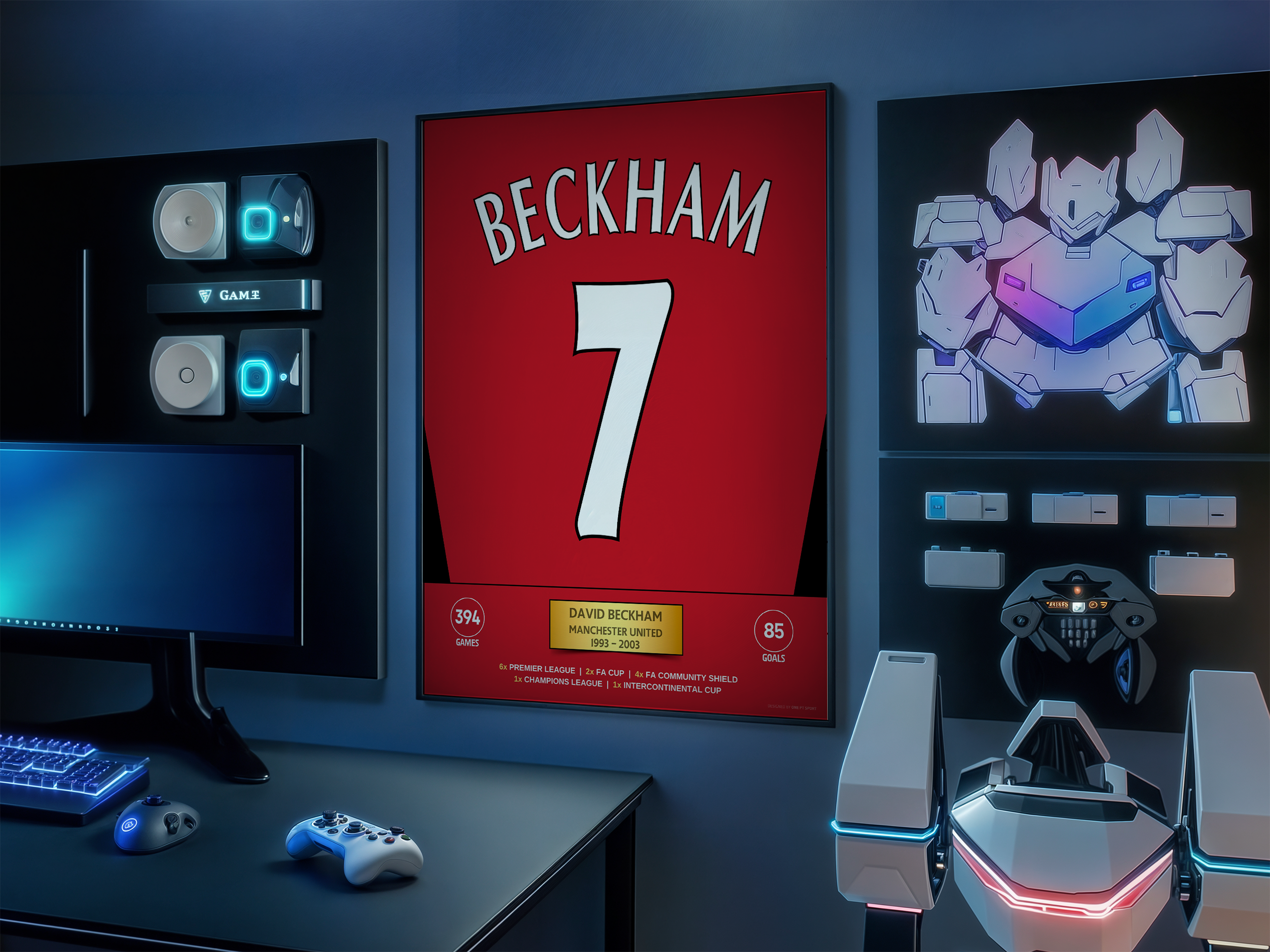 Poster David Beckham Manchester United - Stats & Trophies 5