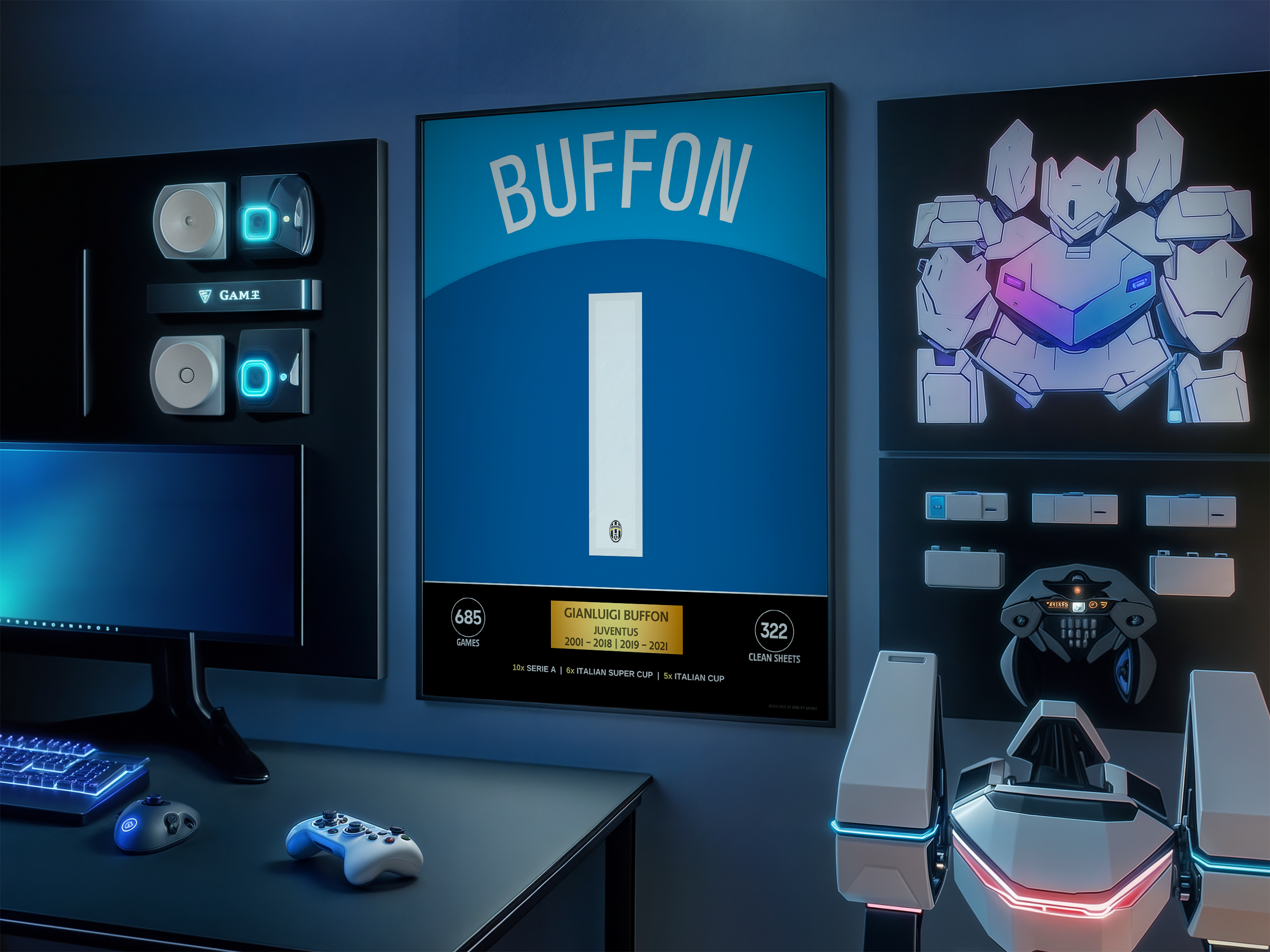 Poster Buffon Juventus - Stats & Trophies 5