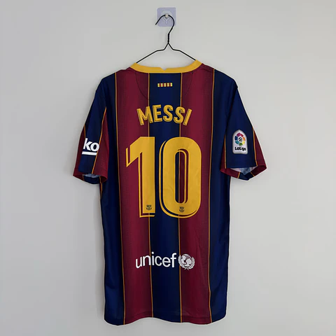 Camisola principal Barcelona 2020/2021 - Messi 10 - Versão adepto - Tamanho M