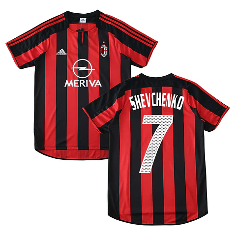 Camisola principal AC Milan 2003/2004 - Shevchenko 7 - Versão adepto