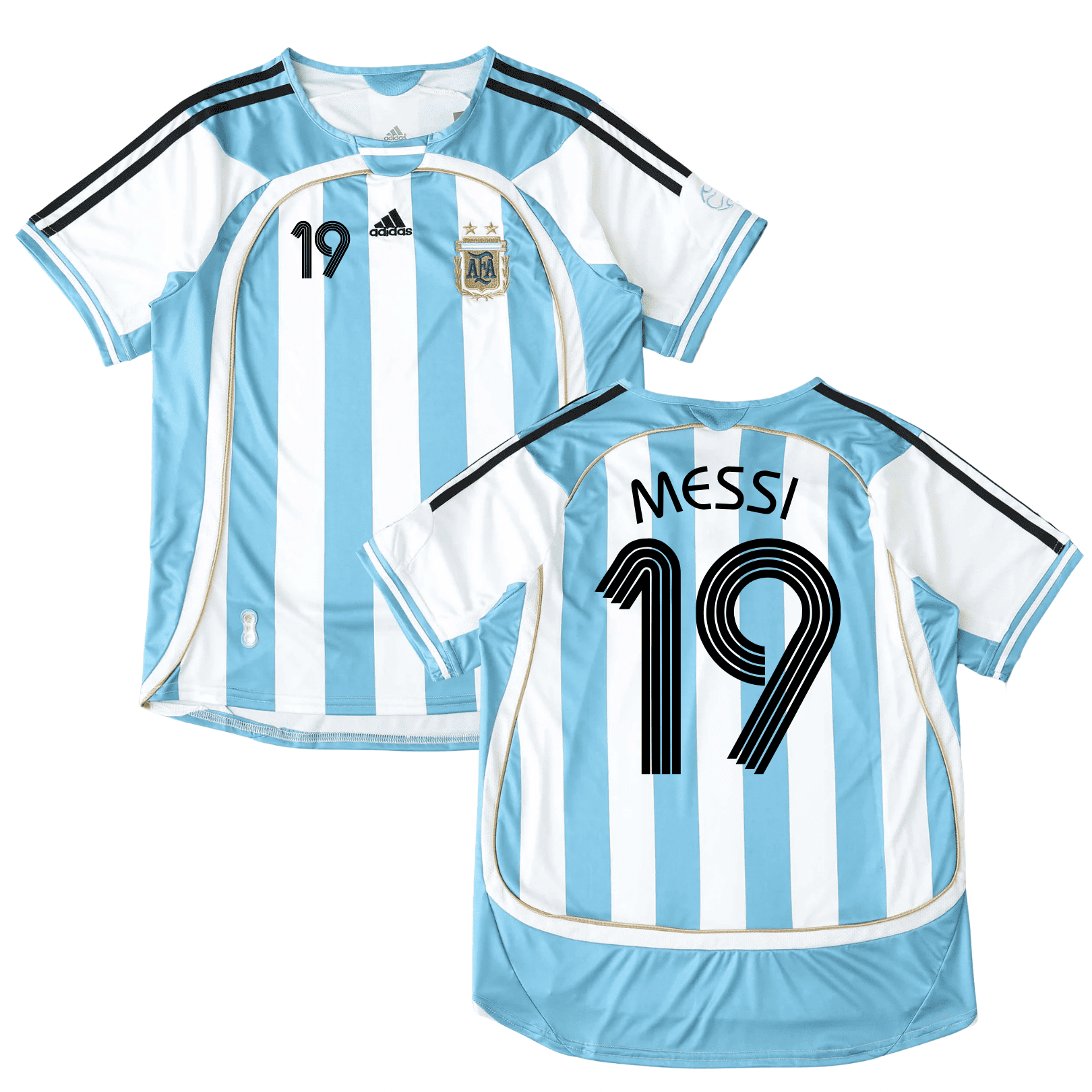 Camisola principal Argentina Mundial 2006 - Messi 19 - Versão adepto 1