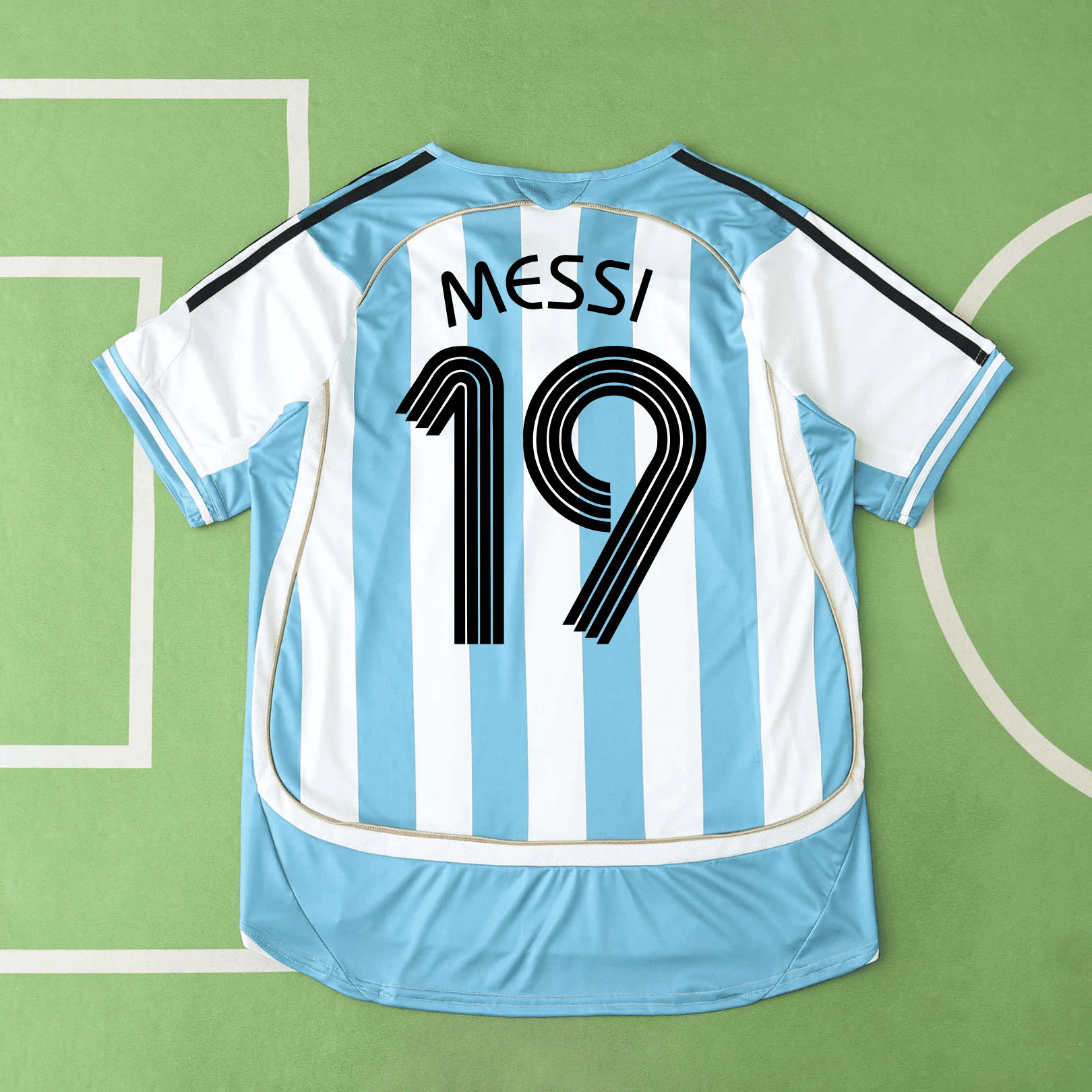 Camisola principal Argentina Mundial 2006 - Messi 19 - Versão adepto 2