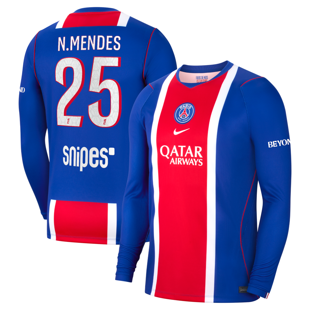 Camisola principal PSG 26/27 - N.Mendes 25 - Manga comprida 1