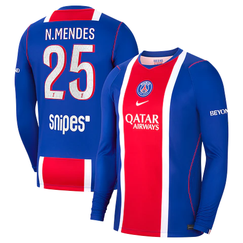 Camisola principal PSG 26/27 - N.Mendes 25 - Manga comprida