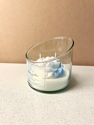 Vela con Flor 9 oz Asimétrica