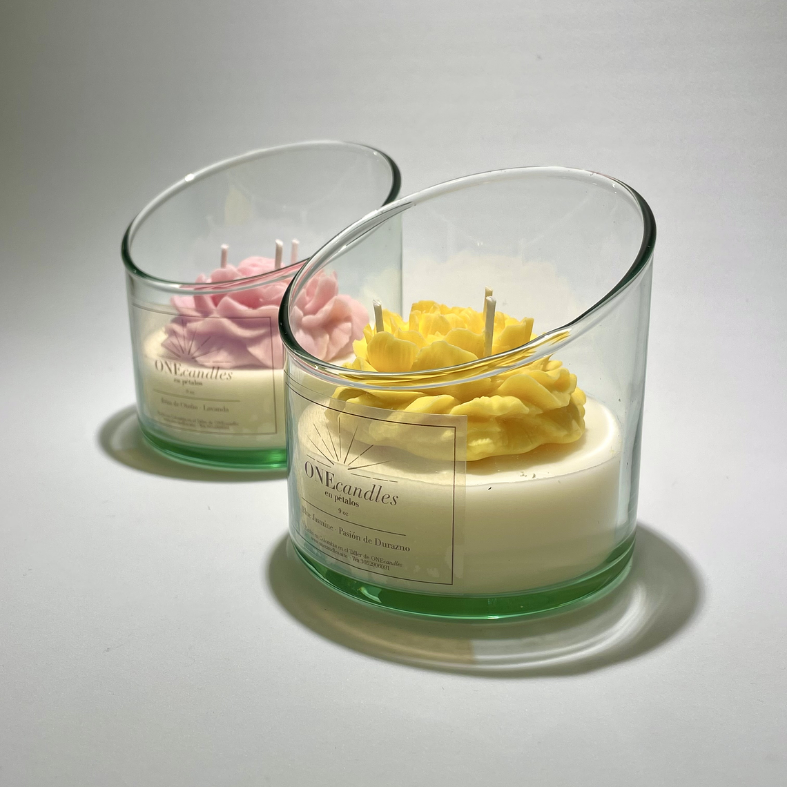 Vela con Flor 9 oz Asimétrica 3