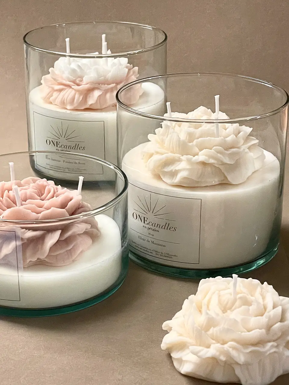 Vela con Flor 16 oz  1
