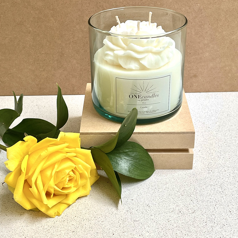 Vela con Flor 16 oz  3