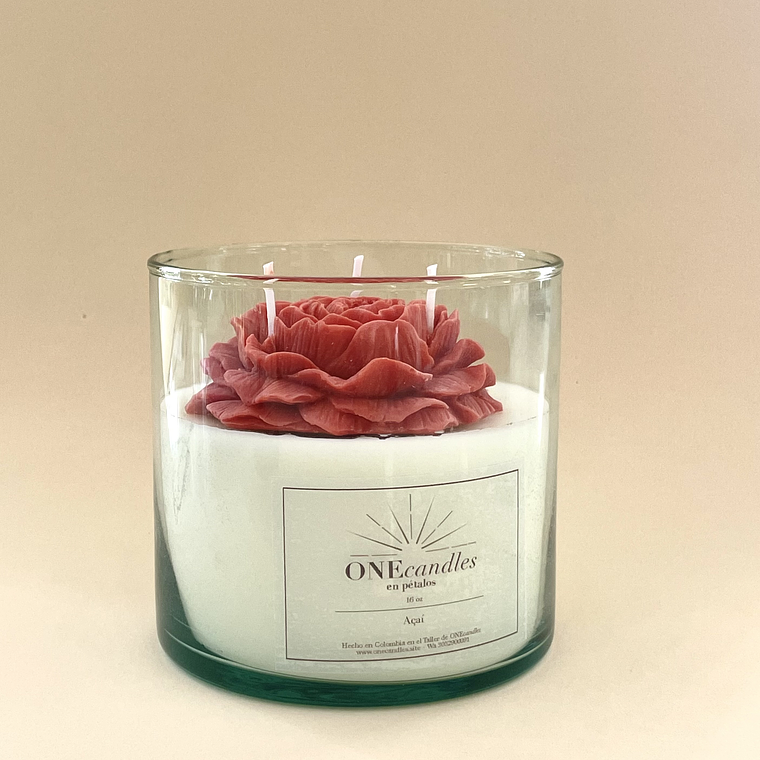 Vela con Flor 16 oz  4